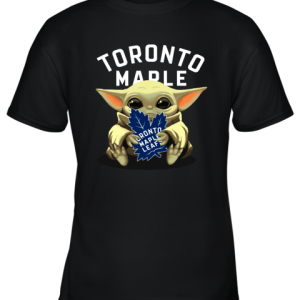 Baby Yoda Hugs The Toronto Maples Leafs Ice Hockey Youth T-Shirt –