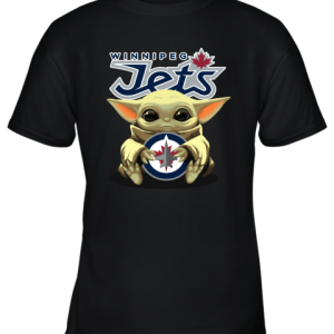 Baby Yoda Hugs The Winnipeg Jets Ice Hockey Youth T-Shirt –
