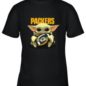 Baby Yoda Loves The Green Bay Packers Star Wars NFL Youth T-Shirt –