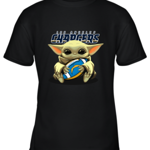 Baby Yoda Loves The Los Angeles Chargers Star Wars NFL Youth T-Shirt –