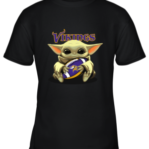Baby Yoda Loves The Minnesota Vikings Star Wars NFL Youth T-Shirt –