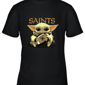 Baby Yoda Loves The New Orleans Saints Star Wars NFL Youth T-Shirt –