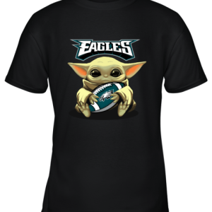 Baby Yoda Loves The Philadelphia Eagles Star Wars NFL Youth T-Shirt –