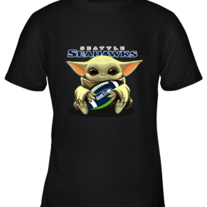 Baby Yoda Loves The Seattle Seahawks Star Wars NFL Youth T-Shirt –