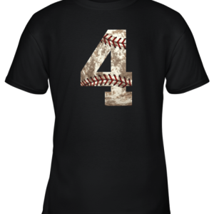 Baseball Jersey Number 4 t shirt Distressed Ball Youth T Shirt 1