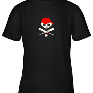 Baseball Jolly Roger Pirate Shirt Funny Skull Youth T Shirt 1