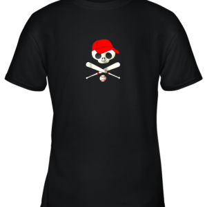 Baseball Jolly Roger Pirate Shirt Funny Skull Youth T Shirt 2
