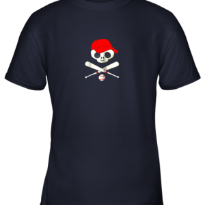 Baseball Jolly Roger Pirate Shirt Funny Skull Youth T Shirt 3