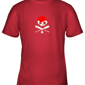 Baseball Jolly Roger Pirate Shirt Funny Skull Youth T Shirt 7