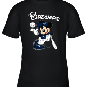 Baseball Mickey Team Milwaukee Brewers Youth T-Shirt –