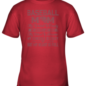 Baseball Mom My Wallet Is Empty But My Heart Is Full Youth T Shirt 7