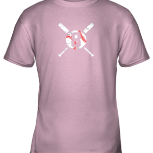 Baseball Number 8 Eight Shirt Distressed Softball Apparel Youth T Shirt 6