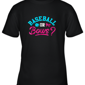 Baseball Or Bows Baby Gender Reveal Party Youth T-Shirt –