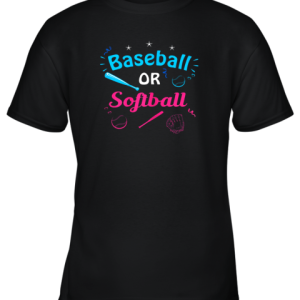 Baseball Or Softball Annoucement Gender Reveal Pink Or Blue Youth T-Shirt –