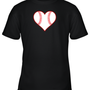 Baseball Player, Coach or Fan Heart Shaped Baseball Graphic Youth T-Shirt –