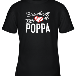 Baseball Poppa Shirt Fathers Day Youth T-Shirt –