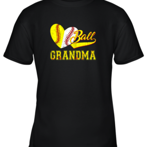 Baseball Softball Ball Heart Grandma Shirt Mother’s Day Gift Youth T-Shirt –