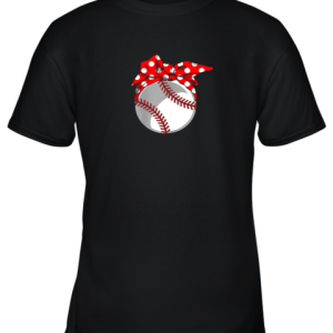 Baseball Sport Mom Red Polka Dot Bandana Gift Youth T-Shirt –