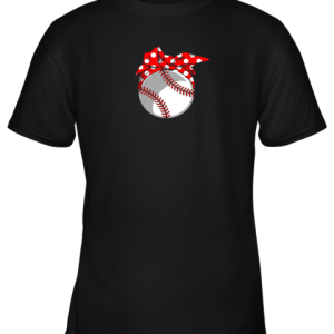 Baseball Sport Mom Red Polka Dot Bandana Youth T-Shirt –