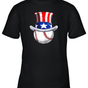 Baseball Uncle Sam Shirt 4th of July Boys American Flag Youth T-Shirt –