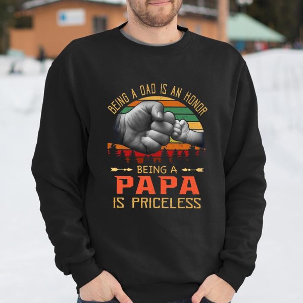 Being A Dad is An Honor Being A Papa is Priceless Vintage Sunset Family Shirt T Shirt  Itees Global