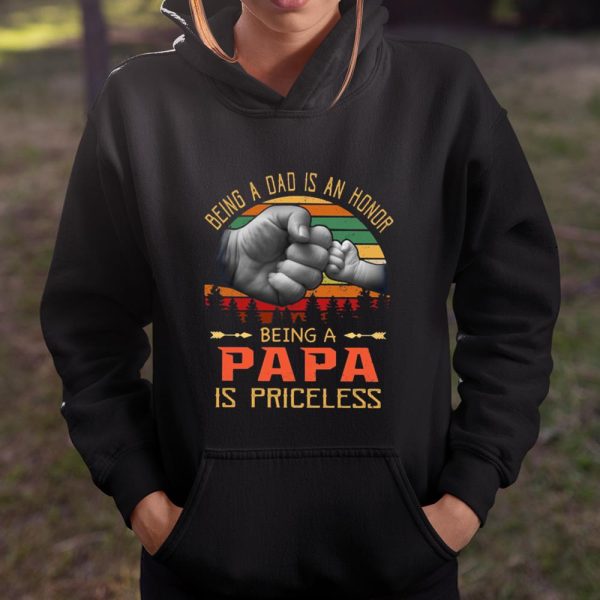 Being A Dad is An Honor Being A Papa is Priceless Vintage Sunset Family Shirt T Shirt  Itees Global