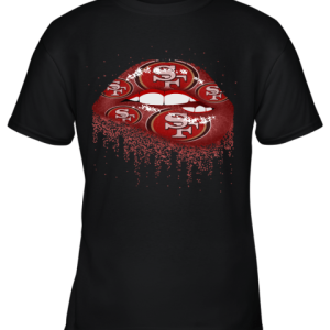 Biting Glossy Lips Sexy San Francisco 49ers NFL Football Youth T-Shirt –
