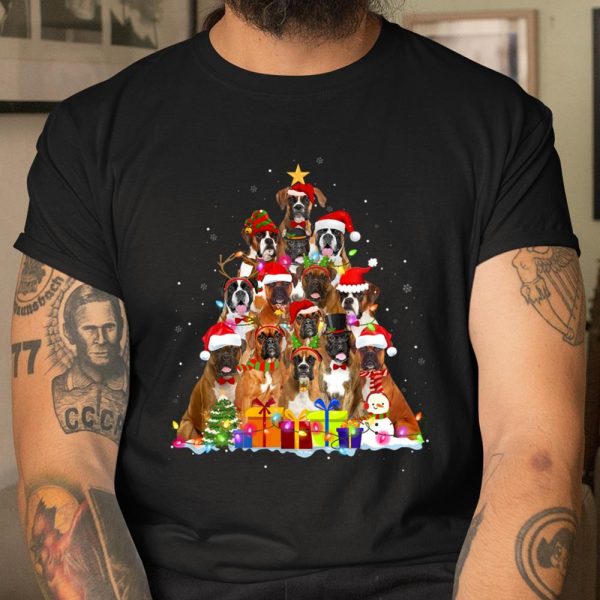 Christmas Pajama Boxer Tree Xmas Gifts Dog Dad Mom T Shirt  Itees Global