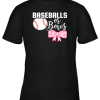Cute Baseballs or Bows Gender Reveal Team Boy or Team Girl Youth T-Shirt –