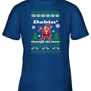 Dabbin Through The Snow Santa Ugly Christmas Youth T Shirt 3