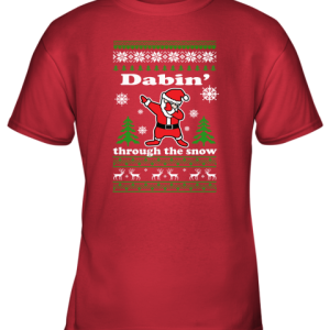 Dabbin Through The Snow Santa Ugly Christmas Youth T Shirt 5