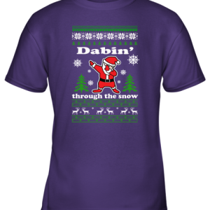 Dabbin Through The Snow Santa Ugly Christmas Youth T Shirt 8