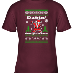 Dabbin Through The Snow Santa Ugly Christmas Youth T Shirt 9