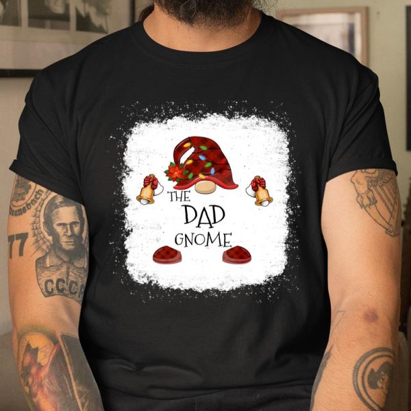 Dad Gnome Buffalo Plaid Christmas Light Bleached T Shirt  Itees Global