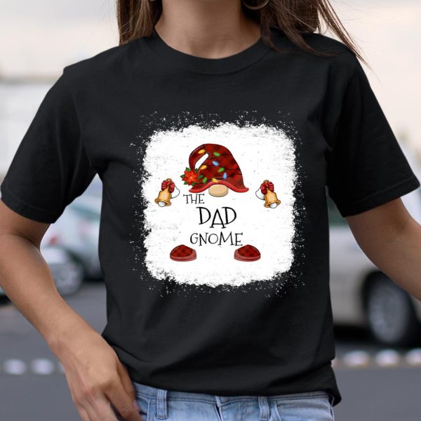 Dad Gnome Buffalo Plaid Christmas Light Bleached T Shirt  Itees Global