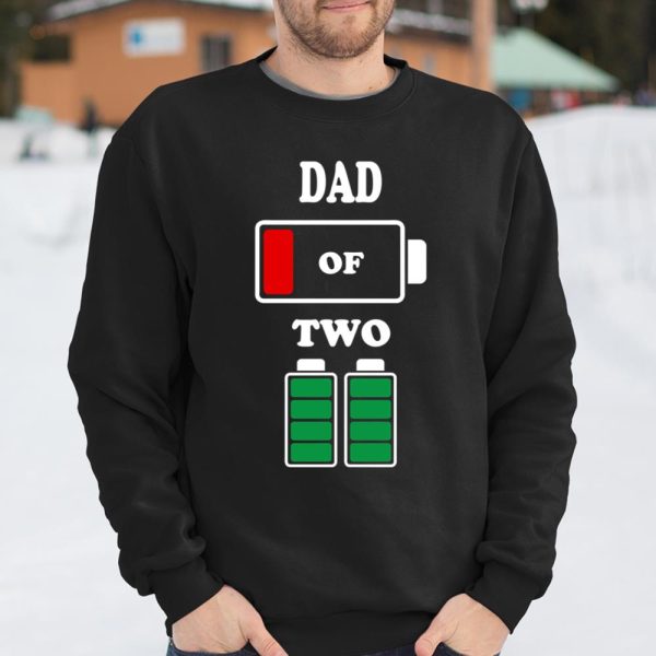 Dad of 2 Kids Funny Battery Father’s Day T Shirt  Itees Global