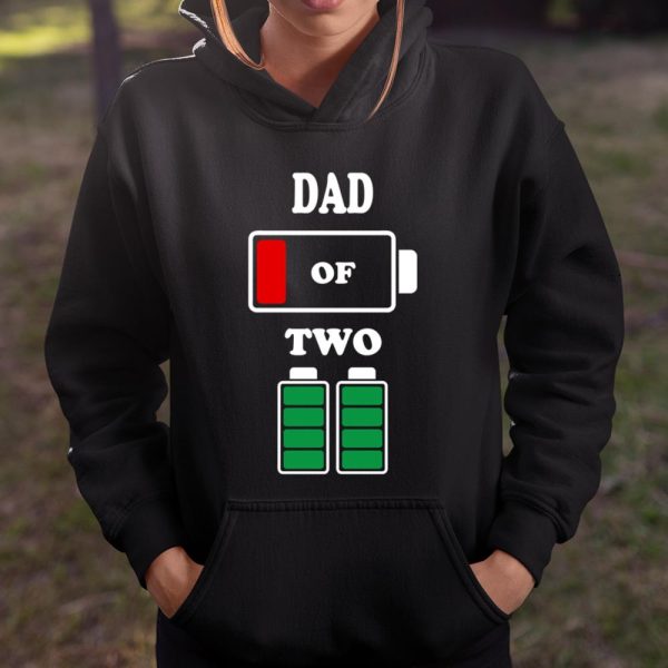 Dad of 2 Kids Funny Battery Father’s Day T Shirt  Itees Global