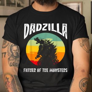 Dad zilla Father Of The Monsters Retro Vintage Sunset T Shirt Itees Global 1