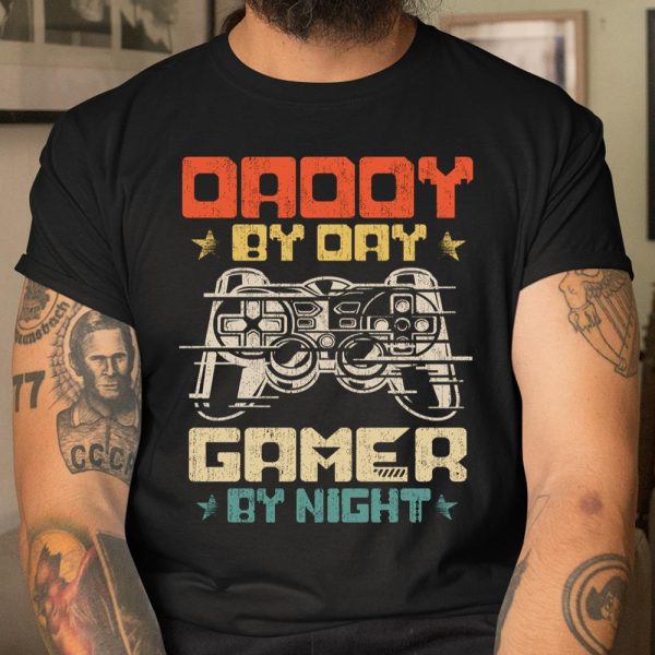 Daddy By Day Gamer By Night Funny Dad Jokes Vintage Gaming T Shirt  Itees Global