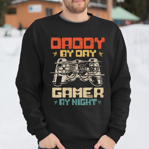 Daddy By Day Gamer By Night Funny Dad Jokes Vintage Gaming T Shirt  Itees Global