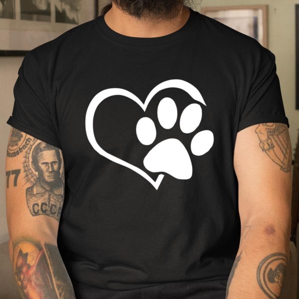 Dog Mom Shirt Dog Dad Mom Puppy Shirt Love Dogs Paw Print Heart Women Men T Shirt  Itees Global