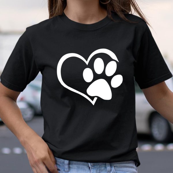 Dog Mom Shirt Dog Dad Mom Puppy Shirt Love Dogs Paw Print Heart Women Men T Shirt  Itees Global