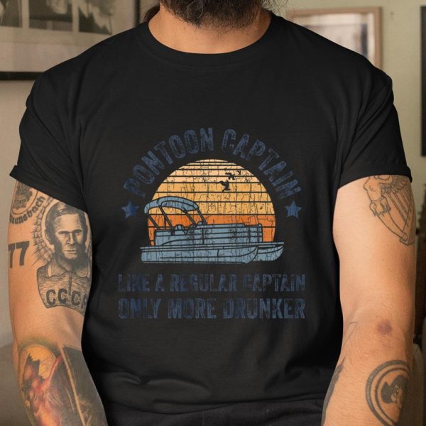 Drunk Pontoon Captain Gift Grandpa Dad Gifts Pontoon T Shirt  Itees Global