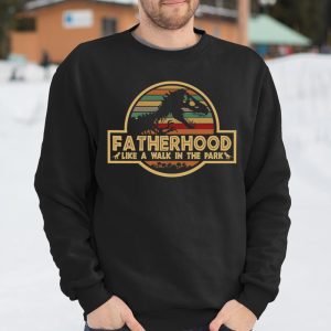 Fatherhood Like A Walk In The Park Retro Vintage T Rex Dinosaur Fathers Day For Dad T Shirt Itees Global 3