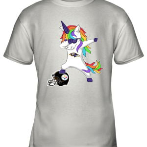 Football Dabbing Unicorn Steps On Helmet Baltimore Ravens Youth T-Shirt –