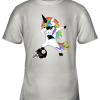 Football Dabbing Unicorn Steps On Helmet Carolina Panthers Youth T-Shirt –