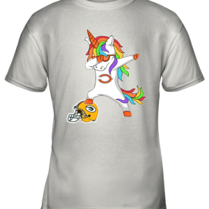Football Dabbing Unicorn Steps On Helmet Chicago Bears Youth T-Shirt –