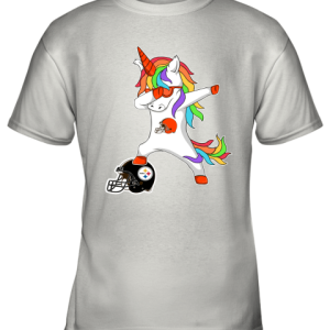 Football Dabbing Unicorn Steps On Helmet Cleveland Browns Youth T-Shirt –