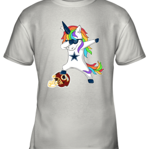 Football Dabbing Unicorn Steps On Helmet Dallas Cowboys Youth T-Shirt –