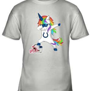 Football Dabbing Unicorn Steps On Helmet Indianapolis Colts Youth T-Shirt –